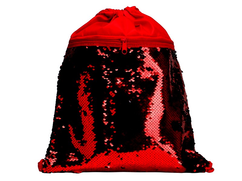 Мешок для обуви 1 отделение с карманом КРАСНЫЕ ПАЙЕТКИ 330*400мм