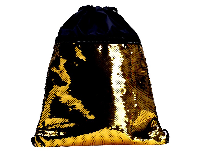 Мешок для обуви 1 отделение, с карманом ЗОЛОТЫЕ ПАЙЕТКИ (330х400мм)