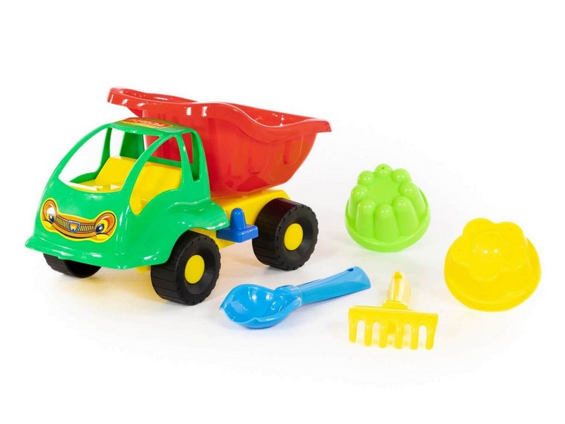 Набор №58: "Муравей", автомобиль-самосвал+совок №2, грабельки №2, 2 формочки