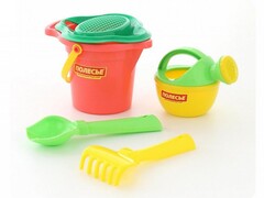 Набор №351: ведро малое с носиком, ситечко-цветок, совок №2, грабельки №2, лейка малая №3