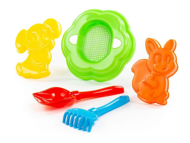 Купить оптом Набор №88: ситечко-цветок большое, лопатка №5, грабельки №5, формочки (белочка+пёсик) в Луганске