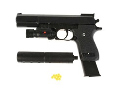 34620 [1B00082]Пистолет с пульками (лазер, глушитель) 23,5*17,5*3,5 см в кор. 1B00082