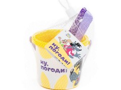 Набор "Ну, погоди!" №1: ведро малое с наклейкой, совок №2, грабельки №2