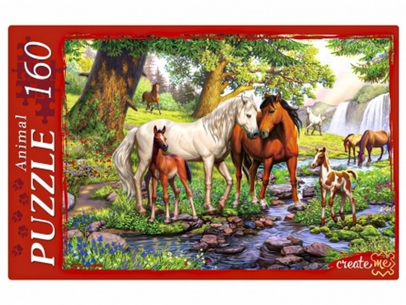 ПАЗЛЫ 160 элементов. ЛОШАДИ НА ВОДОПОЕ