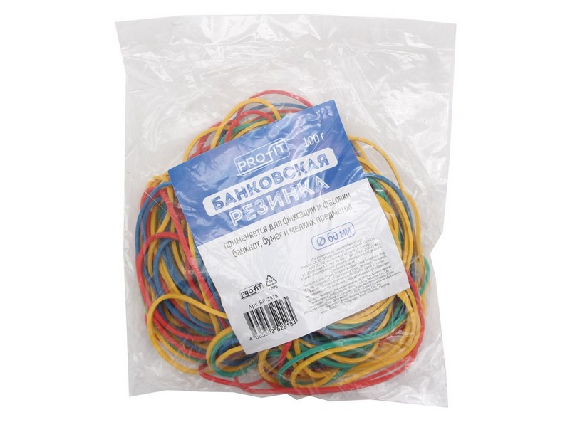 Банковская резинка 60мм цветная 100г в упаковке БР-2518