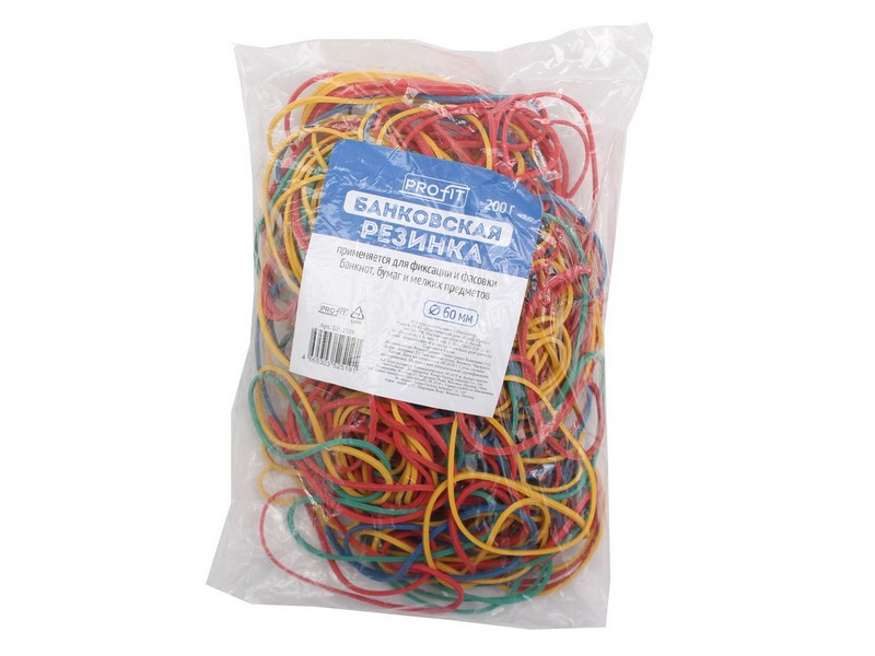 Банковская резинка 60мм цветная 200г в упаковке БР-2519