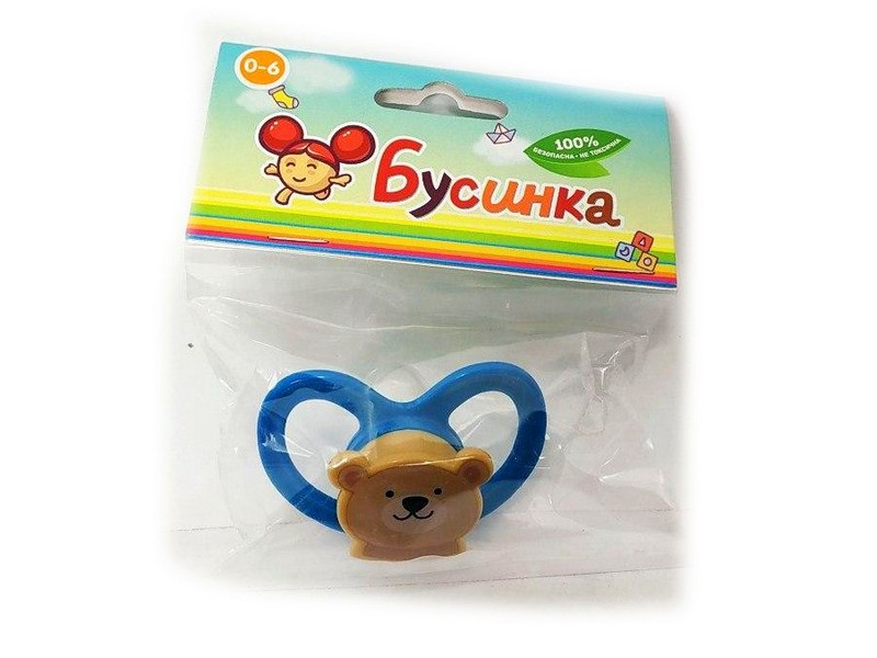 Пустышка "Животные" (0-6), соска силиконовая с прикусом 425