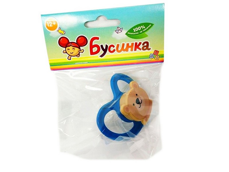 Пустышка "Животные" 12+ с кольцом, соска силиконовая с прикусом 425