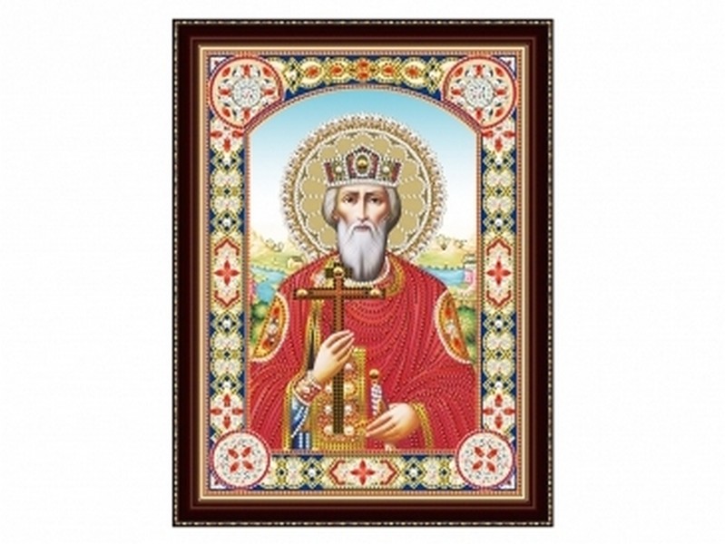 Купить оптом Алмазная мозаика 30х40 см ИКОНА НИКОЛАЯ ЧУДОТВОРЦА (с подр., c част. заполн., блест.) в Луганске