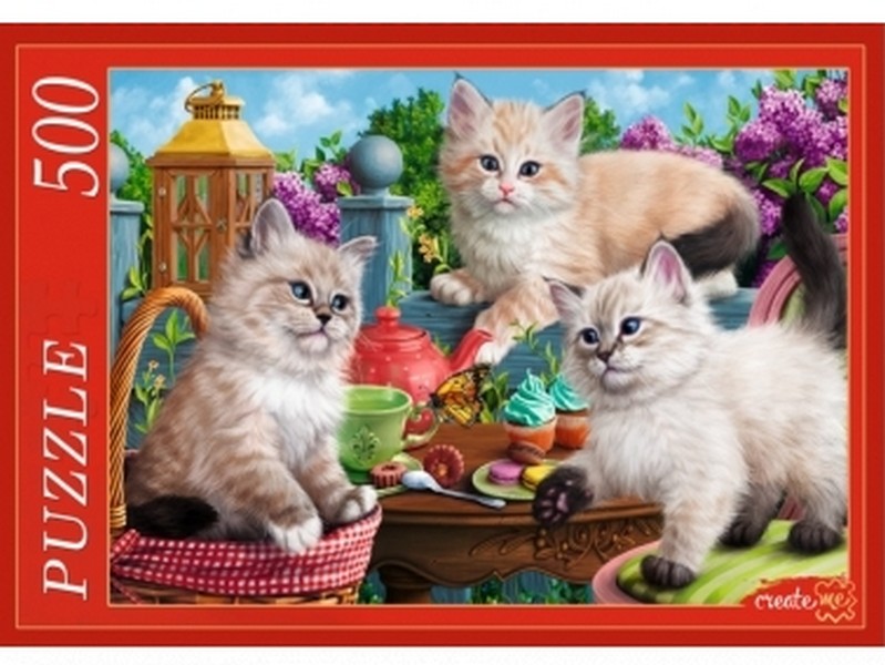ПАЗЛЫ 500 элементов. ПУШИСТЫЕ КОТЯТА В САДУ