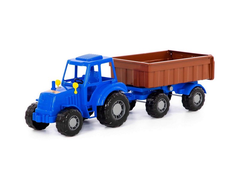 Трактор "Алтай" с прицепом №1 синий в сеточке