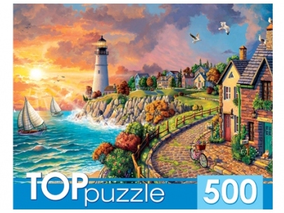 TOPpuzzle ПАЗЛЫ 500 элементов ПРИБРЕЖНЫЙ ГОРОД И МАЯК