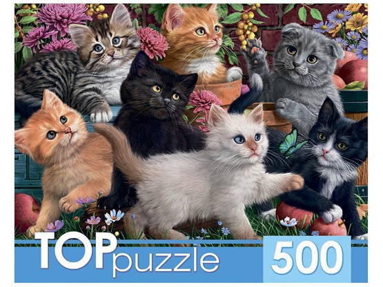 TOPpuzzle ПАЗЛЫ 500 элементов. ИГРИВЫЕ КОТЯТА