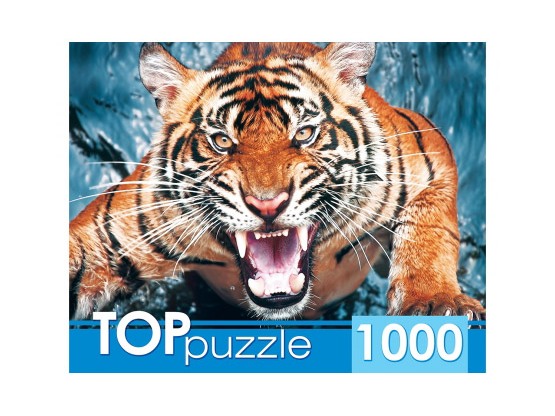 TOPpuzzle ПАЗЛЫ 1000 элементов. ГРОЗНЫЙ ТИГР