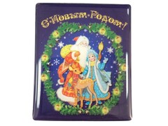 38897 [38387]Новогодний магнит "Дед мороз, снегурочка и олень" 5*6см 38387