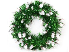 38920 [78834]Новогодний венок "СНЕГОВИЧКИ" зеленый 40см 78834