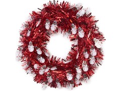 38921 [78833]Новогодний венок "СНЕГОВИЧКИ" красный 40см 78833