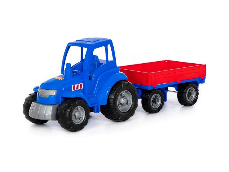 Трактор "Чемпион" с прицепом синий в сеточке