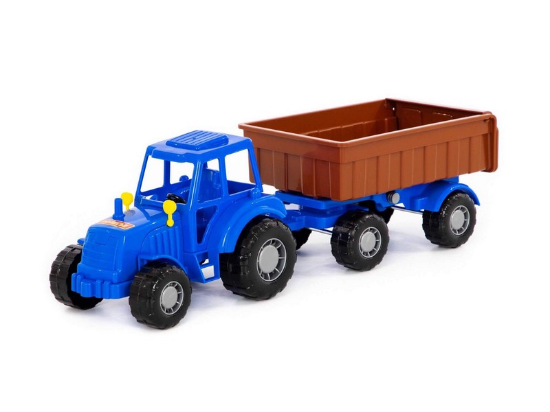Трактор "Мастер" с прицепом №1 синий в сеточке
