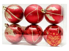 39150 [35512]Набор ШАРЫ АССОРТИ БОРДО С ЗОЛОТЫМ ГЛИТТЕРОМ из полистирола 6 см (6шт/уп) 35512