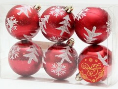 39151 [35507]Набор ШАРЫ КРАСНЫЕ С ЕЛОЧКОЙ из полистирола 6 см (6шт/уп) 35507