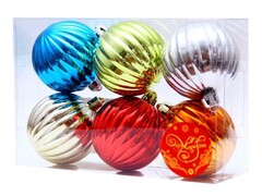 39153 [35478]Набор ШАРЫ РАЗНОЦВЕТНЫЕ РЕБРИСТЫЕ из полистирола 6 см (6шт/уп) 35478