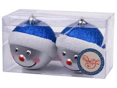 39154 [81882]Набор ШАРЫ СНЕГОВИКИ В СИНЕМ из полистирола 8 см (2шт/уп) 81882