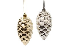 39170 [75444]Набор подвесок ШИШКИ ЗОЛОТО И СЕРЕБРО из полистирола 10х5,5 см (2шт/уп) 75444