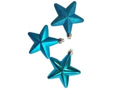 39173 [81859]Набор подвесок ЗВЕЗДЫ БИРЮЗОВЫЕ из полистирола 8х8х8 см (3шт/уп) 81859