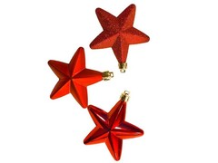 39175 [81856]Набор подвесок ЗВЕЗДЫ КРАСНЫЕ из полистирола 8х8х8 см (3шт/уп) 81856