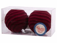 39178 [81912]Набор ШАРЫ БОРДО БАРХАТ из полистирола 8 см (2шт/уп) 81912