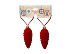 39183 [81889]Набор подвесок ШИШКИ КРАСНЫЙ БАРХАТ из полистирола 11,5x3,5x3,5 см (2шт/уп) 81889