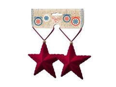 39184 [81885]Набор подвесок ЗВЕЗДЫ БОРДО БАРХАТ из полистирола 12x11x3,5см (2шт/уп) 81885