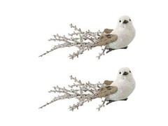 39188 [82244]Подвесное украшение ПТИЧКИ БЕЛЫЕ (ПВХ, на клипсе) 3,5x14x3 см (2шт/ уп) 82244