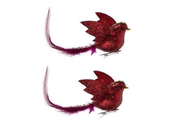 Подвесное украшение ПТИЧКИ КРАСНЫЕ (ПВХ, на клипсе) 5x18x5 см (2шт/уп) 82242