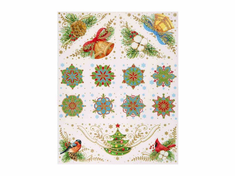 Оконное украшение СНЕЖИНКИ И КОЛОКОЛЬЧИКИ (ПВХ) с раскраской 30x38 см 80387
