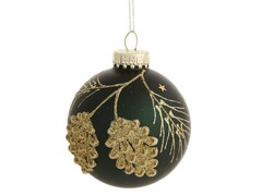 39219 [81950]ШАР ЗЕЛЕНОЕ ЗОЛОТО из стекла 8 см 81950