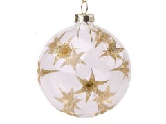 39221 [75848]ШАР ЗОЛОТЫЕ ЦВЕТЫ из стекла 8 см 75848