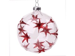 39222 [75847]ШАР КРАСНЫЕ ЦВЕТЫ из стекла 8 см 75847