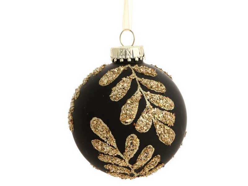 ШАР ЧЕРНОЕ ЗОЛОТО из стекла 8 см 81949