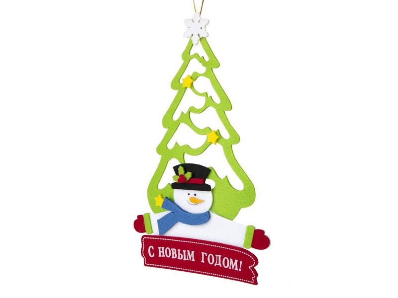 Подвесное украшение ЁЛКА СНЕГОВИК (полиэстер) 34 см 80135