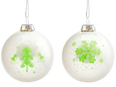 39240 [80770]ШАР ЕЛОЧКА И СНЕЖИНКА из стекла 8 см 80770