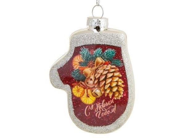 Подвесное украшение ЗОЛОТАЯ ШИШКА из стекла 2х9х6,5 см 81819