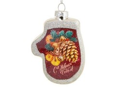 39243 [81819]Подвесное украшение ЗОЛОТАЯ ШИШКА из стекла 2х9х6,5 см 81819