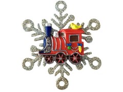 39247 [75629]Подвесное украшение ПАРОВОЗИК И СНЕЖИНКА из полирезины и акрила 11x1,5x11 см 75629