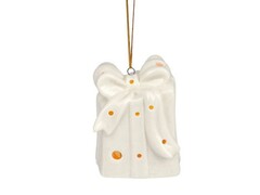 Подвесное украшение ПОДАРОЧЕК из фарфора со светодиодной подсветкой 6х5,5х7,5 см 80890