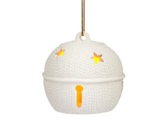 Подвесное украшение ШАР СО ЗВЕЗДАМИ из фарфора со светодиодной подсветкой 7х7х7 см 80892
