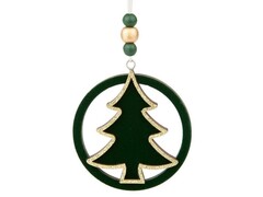 39267 [82476]Подвесное украшение ТЕМНО-ЗЕЛЕНАЯ ЕЛОЧКА из дерева 7,9x8,3x0,8 см 82476