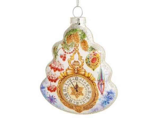 Подвесное украшение ЧАСЫ из стекла 2х9,5х8 см 81807