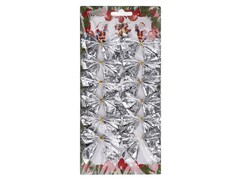 39280 [39196]Набор украшений БАНТ СЕРЕБРЕННЫЕ ИСКРЫ 5х5 см (12шт/уп) 39196